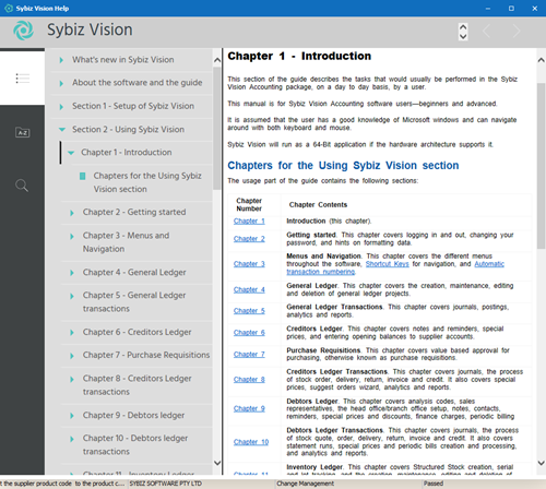 Sybiz Vision Online Help